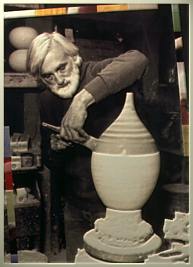 [ George Scatchard working on modern ceramic lamp ]